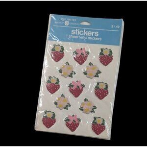 Vintage American Greetings strawberry vinyl stickers  puff 3d Forget Me Knot